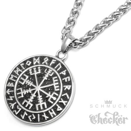 Vegvisir Runen Kompass Aus Edelstahl Mit Halskette Wikingerschmuck