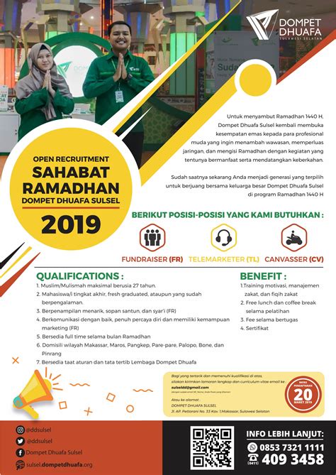 Open Recruitment Sahabat Ramadhan Dompet Dhuafa Sulsel 2019 M 1440 H