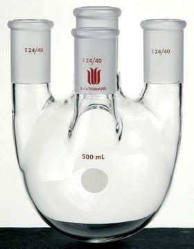 Synthware Four Neck Round Bottom Flask With Vertical Side Necks