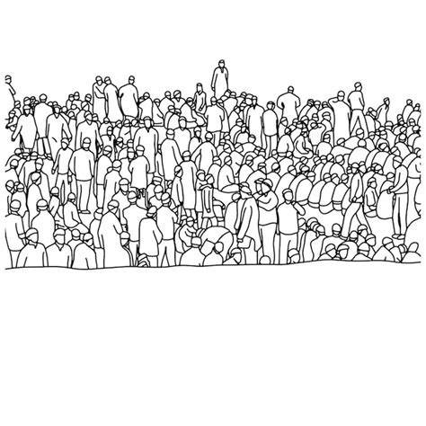 Premium Vector Outline Crowd Of People On Stadium Vector Illustration