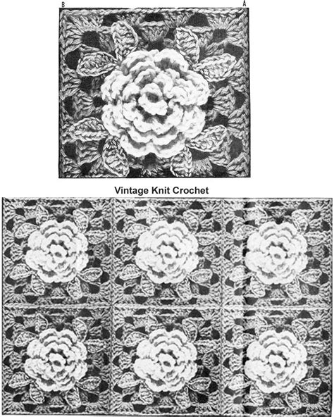 Rose Square Crochet Afghan Pattern Mail Order Design 457