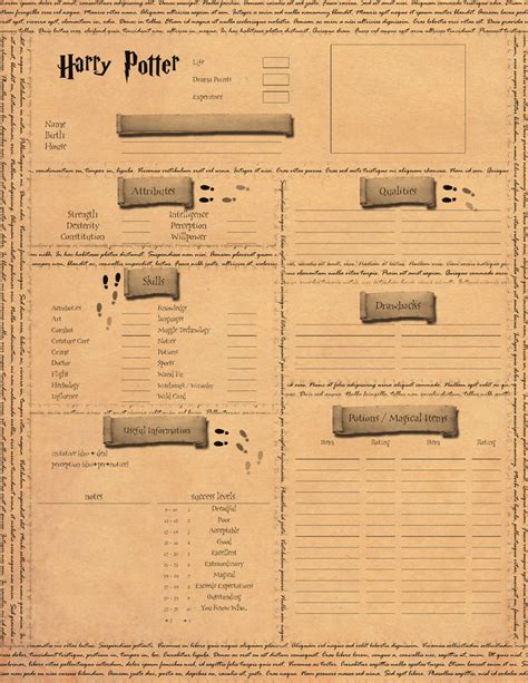 Harry Potter Rpg Character Sheet