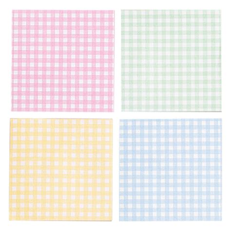 4 Books Plaid Element Pads Small Paper Memo Cute Notes Nonstick