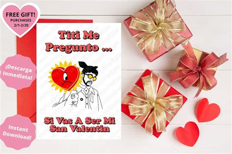 Bad Bunny Valentine Cards Titi Me Pregunto Si Tengo Mucha Novia Tarjeta