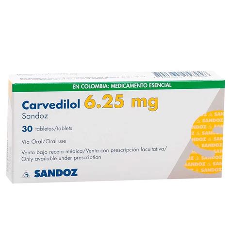 Carvedilol 6 25mg Tableta Caja X 30 Sandoz Cruz Verde