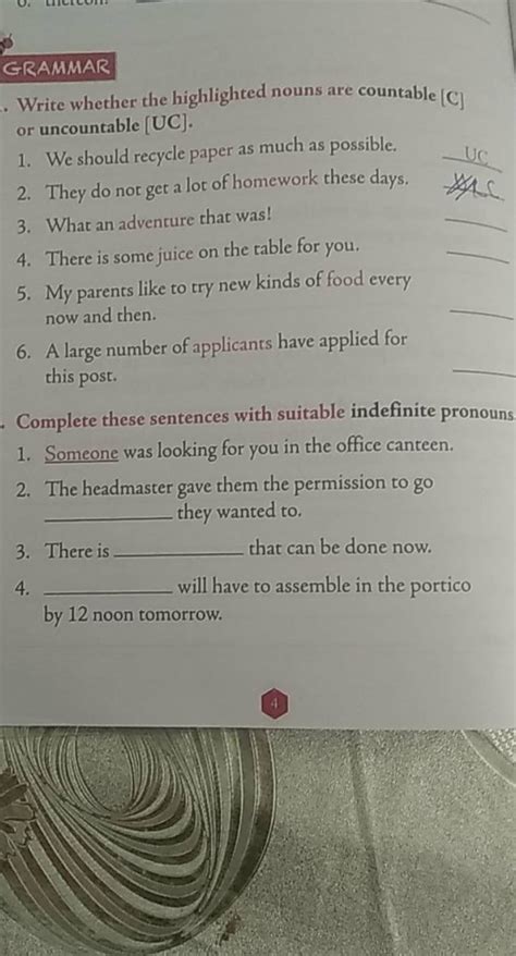 Complete These Sentences With Suitable Indefinite Pronouns Filo