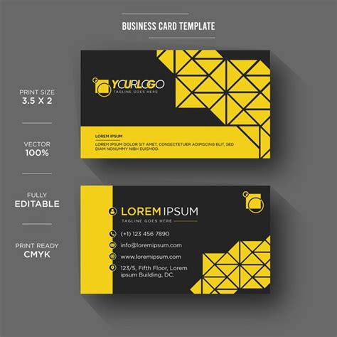 Premium Vector | Professional yellow and black double sided business ...