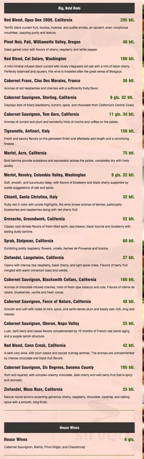 Arboreal Inn menu in Spring Lake, Michigan, USA