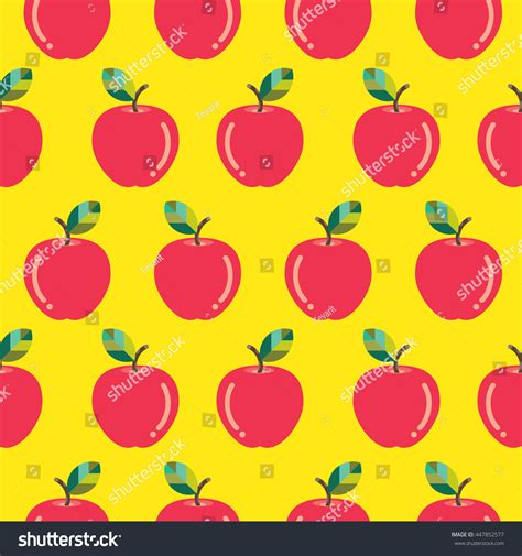 Seamless Red Apple Pattern Fruit Vector Stock Vector Royalty Free