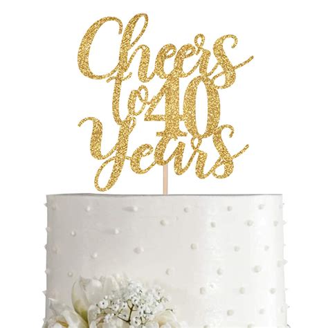 Buy Gold Glitter Cheers To 40 Years Cake Topper Gold Happy 40th Birthday Cake Topper Birthday