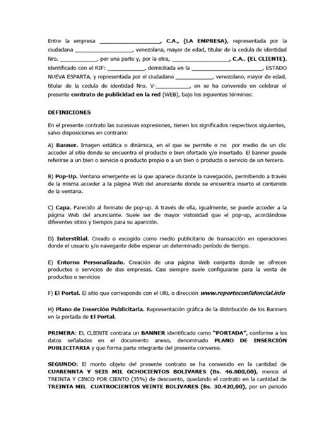 Contrato De Publicidad Modelo Largo Pdf