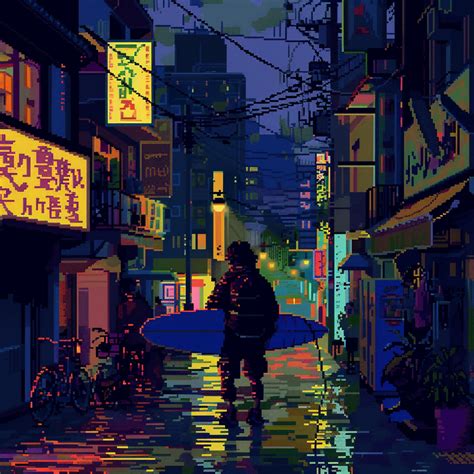 'Night Pixel Art' AI image prompt style for Midjourney