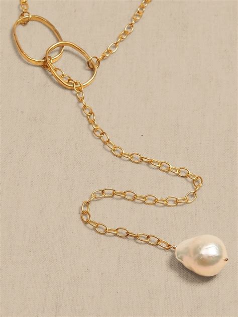 Single Pearl Lariat Necklace Aureus Argent Banana Republic