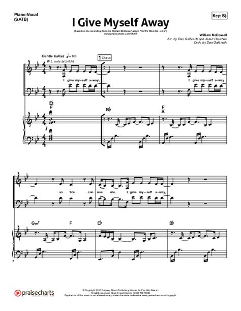 I Give Myself Away Sheet Music PDF (William McDowell) - PraiseCharts