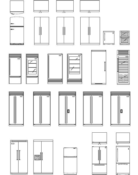 Archblocks Autocad Refrigerator Block Symbols Interior Design