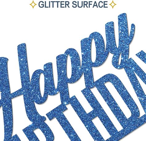 Tenhaisi Blue Glitter Happy Birthday Cake Topper Anniversary Party