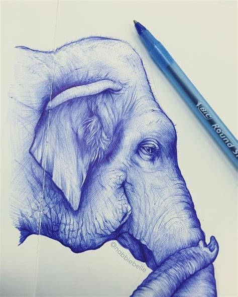 Elephant Ballpoint Pen Drawing