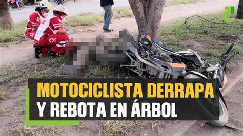 Motociclista Derrapa Y Rebota En Rbol