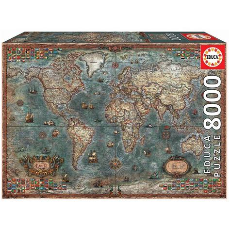 Puzzle Educa 8000 P Carte Du Monde Historique Kubekings Fr