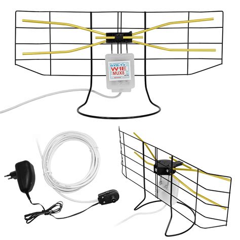 ANTENA POKOJOWA TV NAJMOCNIEJSZA SIATKOWA KABEL 5M DVB T2 4K FM MUX8