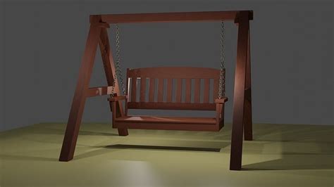 Wooden outdoor porch swing chair free 3D model | CGTrader