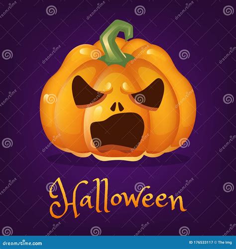 Spooky Pumpkin Cartoon Vector Illustration Stock Vector Illustration