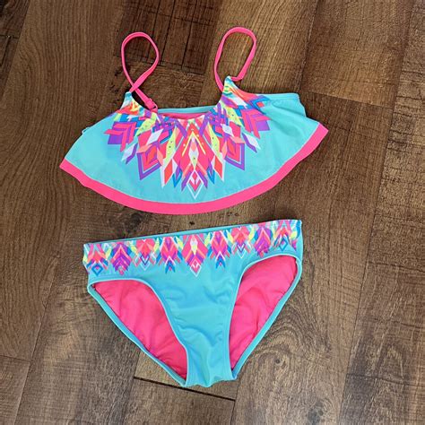 Justice Girls Bikini 2 Piece Swim Bathing Suit Sz 14 16