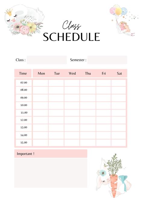 School Schedule, Printable Schedule, School Timetable, Class Schedule ...