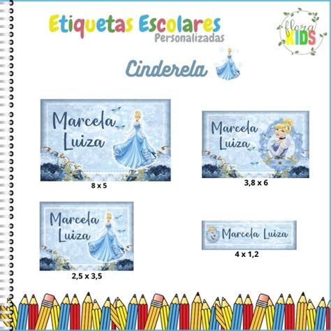 Kit Etiqueta Escolar Cinderela 40 Und Elo7 Produtos Especiais