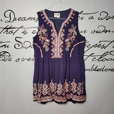 Savanna Jane Dresses Savannah Jane Navy Plus Size Boho Embroidered