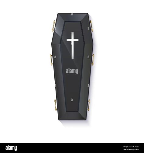 Black Coffin With Cross Isolated On White 3D Illustration Stock Vector