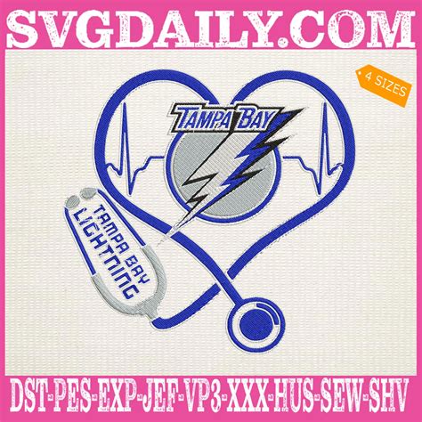 Tampa Bay Lightning Heart Stethoscope Embroidery Files Svgdaily Daily