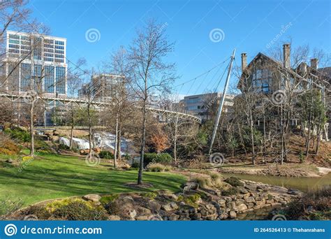 Greenville South Carolina City View From Falls Park On The Reedy With