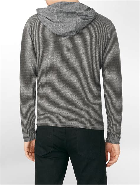 Lyst Calvin Klein Striped Cotton Hoodie In Gray For Men