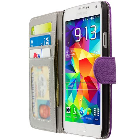 For Samsung Galaxy S5 Leather Wallet Leather Pouch Case Cover Flip Card Holder