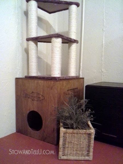 Diy Wooden Crate Style Cat Cubby Made With Plywood