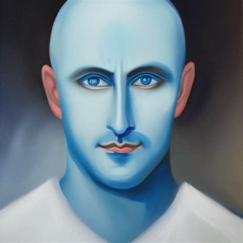 Jk Painting Of Bald Man With Blue Eyes And No Beard