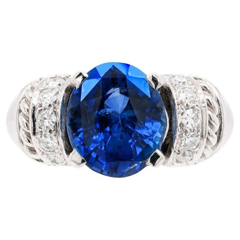 6 Carat Oval Blue Sapphire And Diamond Ring For Sale At 1stdibs 6