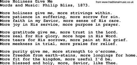 More Holiness Give Me By Philip Bliss Christian Hymn Or Song Lyrics