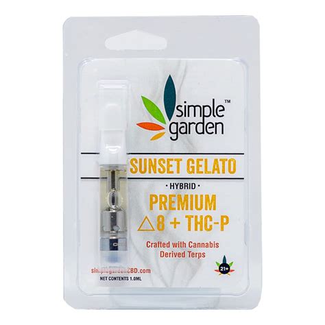 Delta 8 Thc And Thcp Vape Cartridge 1ml Sunset Gelato Hybrid Simple Garden