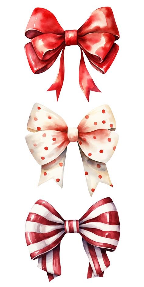 Watercolour Red Bows Clipart Red Velvet Satin Bow Png Digital For Card