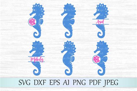 Seahorse Sea Horse Monogram Svg Dxf Eps Ai Png Pdf Jpeg By