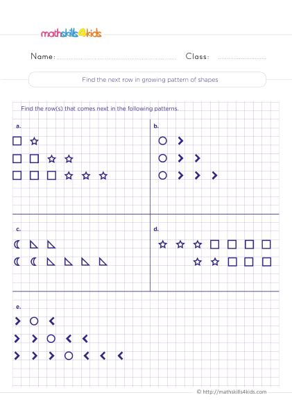 Printable Patterns And Sequences Worksheets For Grade 4 Download Now