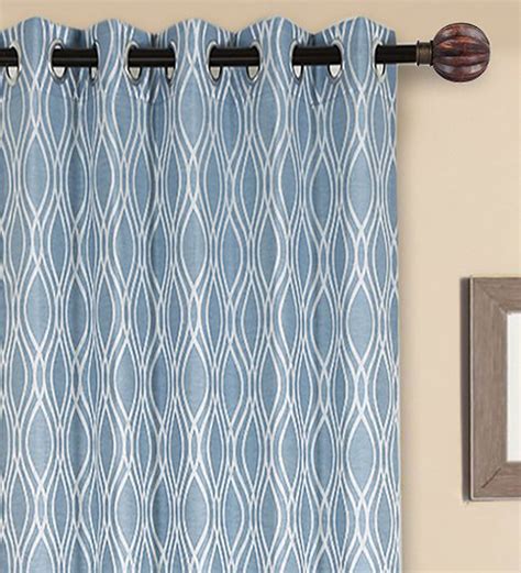 Buy Blue Semisheer Polyester Feet Eyelet Door Curtain By Urban Hues