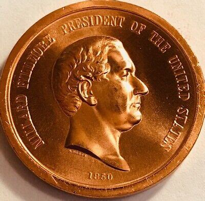 Usa President Millard Fillmore High Relief Copper Medal Ebay