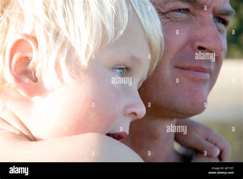 A Father With His Blonde Haired Son Stock Photo Alamy