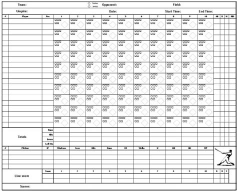 Free Baseball Score Sheet Printable Pdf