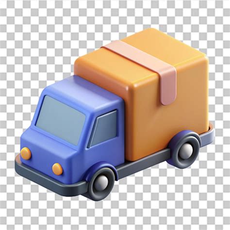 3D Truck With Delivery Box Express Delivery Shipping Truck Icon Quick