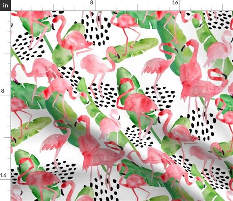 Pink Flamingo Fabric Flamingo Paradise by Limezinniasdesign - Etsy