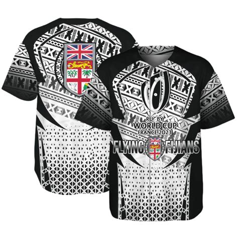 Fiji Flying Fijians Rugby Cup Baseball Jersey - Black White - Jersey ...